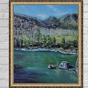 Картины и панно handmade. Livemaster - original item Painting Emerald River Landscape Mountain river Summer landscape. Handmade.