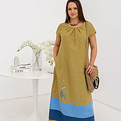 Одежда handmade. Livemaster - original item Linen floor-length dress with olive embroidery. Handmade.