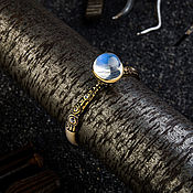 Серебряное кольцо с кабошоном голубого топаза (RM3STCAB11)