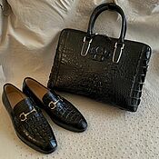 Сумки и аксессуары handmade. Livemaster - original item Bag men`s shoes made of crocodile leather, in black.. Handmade.