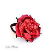 Украшения handmade. Livemaster - original item Elastic Hair Band Red Rose Leather Flower Decoration Gift. Handmade.