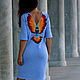 Vestido bordado de lana de punto-azul-Spanish Shein (sheinside. Dresses. Kushnir handmade. Интернет-магазин Ярмарка Мастеров.  Фото №2