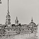 City black and white drawing lantern drawing Peter and Paul Fortress. Pictures. paintmart (oikos). My Livemaster. Фото №5