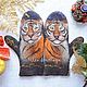 Felted mittens with tigers, tiger mittens, Mittens, Zaporozhye,  Фото №1