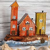 Для дома и интерьера handmade. Livemaster - original item Houses No. №2 on the beach red yellow beach. Handmade.
