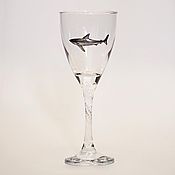 Сувениры и подарки handmade. Livemaster - original item Wine glass BIG SHARK gift to the diver (twisted leg). Handmade.