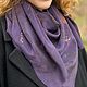 Темно синий шёлковый платок с экопринтом «Ночная песня». Платки. HELEN BRY Авторская женская одежда. Ярмарка Мастеров.  Фото №5