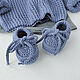 Order Newborn gift: Moxa booties for a boy, blue. babyshop. Livemaster. . Gift for newborn Фото №3