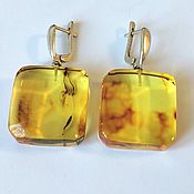 Украшения handmade. Livemaster - original item Square earrings made of natural amber.. Handmade.