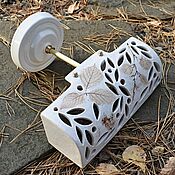 Для дома и интерьера handmade. Livemaster - original item Sconce with ceramic carved lampshade and plant prints. Handmade.