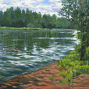 Картины и панно handmade. Livemaster - original item Landscape with ducks in oil paints | Classical painting. Handmade.