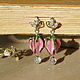'Morning in the rose garden' earrings lampwork buds, Earrings, Krasnodar,  Фото №1