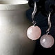 Silver earrings with strawberry rose quartz cut. Earrings. Kati Jewelery. Online shopping on My Livemaster.  Фото №2