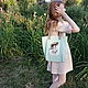 Mint bag with lady fabric shopper roomy tote for the weekend. Shopper. mechty-o-lete. My Livemaster. Фото №4
