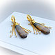 Order Earrings with tiger eye and pearls in gold. Solanda. Livemaster. . Earrings Фото №3