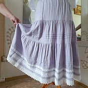 Льняное летнее платье с ручной вышивкой