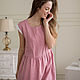 Order Linen dress in pink with white lace. molinialife. Livemaster. . Dresses Фото №3