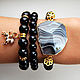Stylish set of bracelets made of black agate, Bracelet set, Moscow,  Фото №1