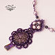 Pendant with charoite Geometry in Lace, tatting e. Pendants. Poetry of Lace, Jewelry by Mari K. Online shopping on My Livemaster.  Фото №2
