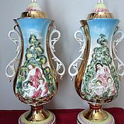 Винтаж handmade. Livemaster - original item 46 cm Paired Porcelain Vases Capodimonte Italy 1950s. Handmade.