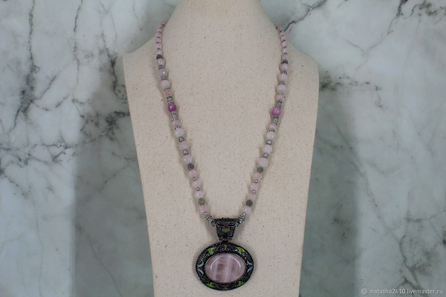 Long sautoir beads with a Rose Quartz pendant', Necklace, Velikiy Novgorod,  Фото №1