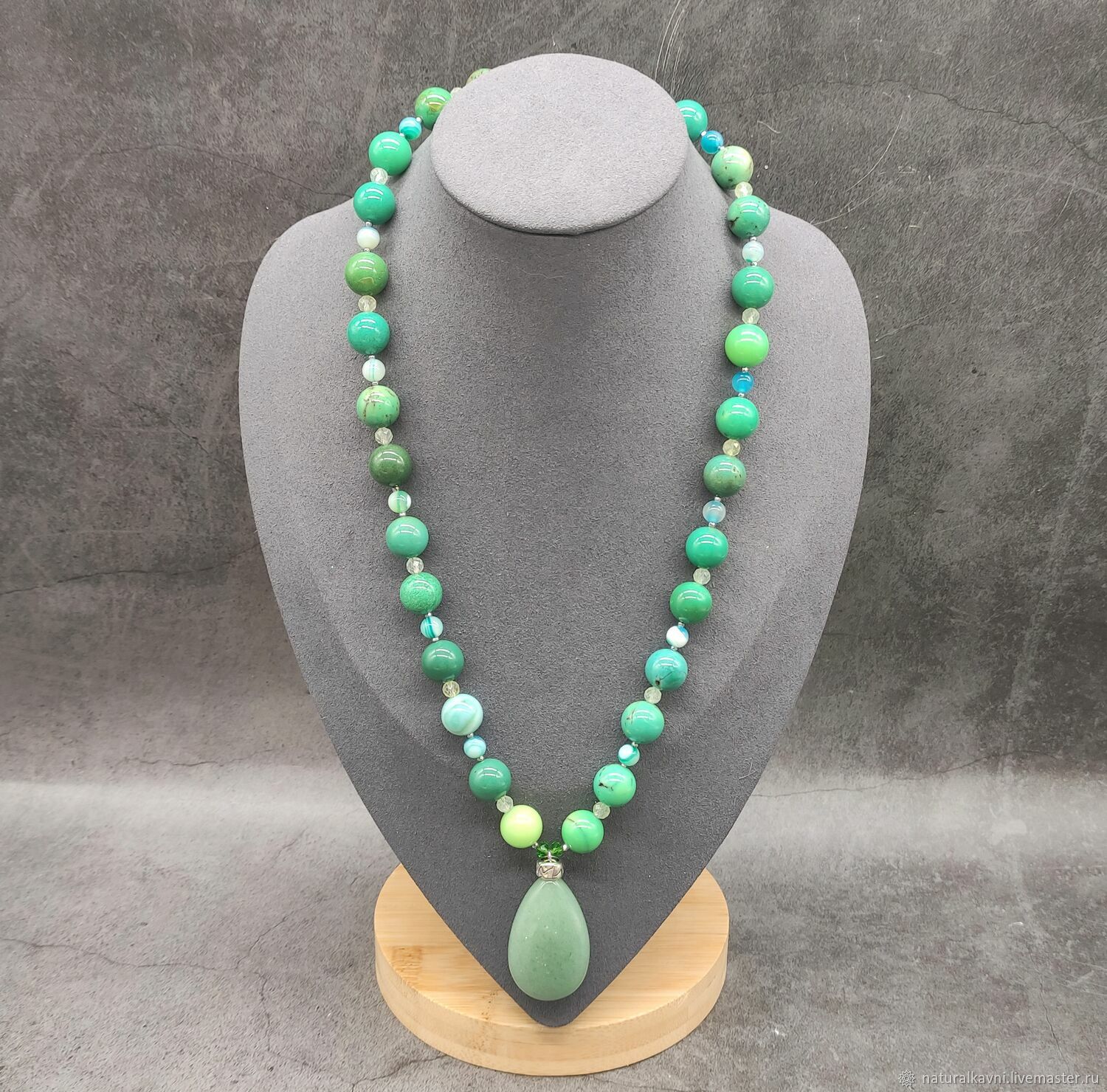 Necklace with pendant natural stone chrysoprase Agate, Necklace, Moscow,  Фото №1