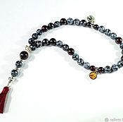 Фен-шуй и эзотерика handmade. Livemaster - original item Gift beads made of garnet and snow obsidian. Handmade.