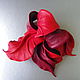Large leather flower brooch red cherry Bordeaux. Brooches. De-Si-Re. My Livemaster. Фото №4