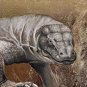 Картины и панно handmade. Livemaster - original item Painting lizard painting with gold Monitor lizard painting. Handmade.