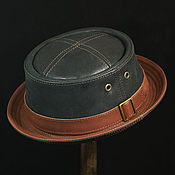 Аксессуары handmade. Livemaster - original item Leather pork pie hat PPH-15. Handmade.