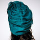 Turquoise silk organza turban with a bead Pearl. Caps. TURBAN SVS. My Livemaster. Фото №5