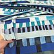 Лен , сине-голубой геометрический принт. Ткани. Эксклюзивные ткани made in ITALY. Ярмарка Мастеров.  Фото №6