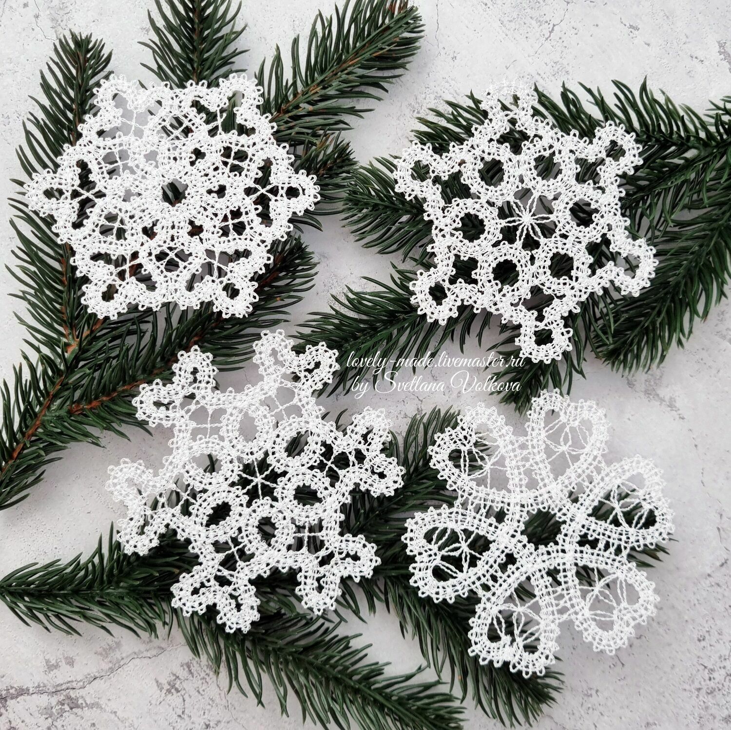 Snowflakes set 4 PCs. Stylized Vologda lace, Christmas decorations, Chelyabinsk,  Фото №1