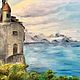 Oil painting: Chillon CASTLE, Switzerland-m/x, 50h40, impressionism, Pictures, Moscow,  Фото №1