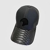 Аксессуары handmade. Livemaster - original item Men`s baseball cap, made of python leather and water-repellent fabric.. Handmade.