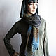 Шарф, палантин из шерсти (серый-голубой-горчичный). Палантины. IRINA GRUDKINA Handmade Knitwear. Ярмарка Мастеров.  Фото №6