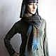 Order Scarf, stole made of wool (gray-blue-mustard). IRINA GRUDKINA Handmade Knitwear. Livemaster. . Wraps Фото №3