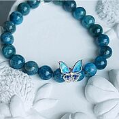 Украшения handmade. Livemaster - original item Blue butterfly bracelet, apatite, silver.. Handmade.