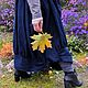 Заказать Юбка льняная синяя в стиле Boho длинная на манжете. Курило Оксана  - okcurilo. Ярмарка Мастеров. . Юбки Фото №3