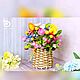 Букет нежных цветов и ирисов в плетёной корзине. Цветы. Flowerdecor337. Интернет-магазин Ярмарка Мастеров.  Фото №2
