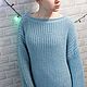 Заказать Платье вязаное из шерсти женское голубое. Sweater Star Вязание на заказ.. Ярмарка Мастеров. . Платья Фото №3