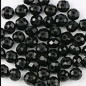 Материалы для творчества handmade. Livemaster - original item Glass beads rondel 4*6 mm, faceted black beads with a cut. Handmade.