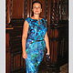 Шелковое платье с авторской ручной росписью "Вечернее", Платья, Санкт-Петербург,  Фото №1