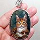 Pendant 'Serious kitten'. Maine Coon. Painting, silver, Pendant, Moscow,  Фото №1
