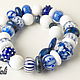Blue and white short beads. Necklace. Grafoli jewellery. Online shopping on My Livemaster.  Фото №2