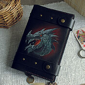 Канцелярские товары handmade. Livemaster - original item Leather cover for the Dragon diary. Handmade.