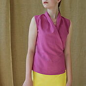 Одежда handmade. Livemaster - original item blouse: Sleeveless draped blouse made of linen and cotton. Handmade.