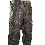 Мужская одежда handmade. Livemaster - original item Leather men`s trousers brown motorcycle. Handmade.