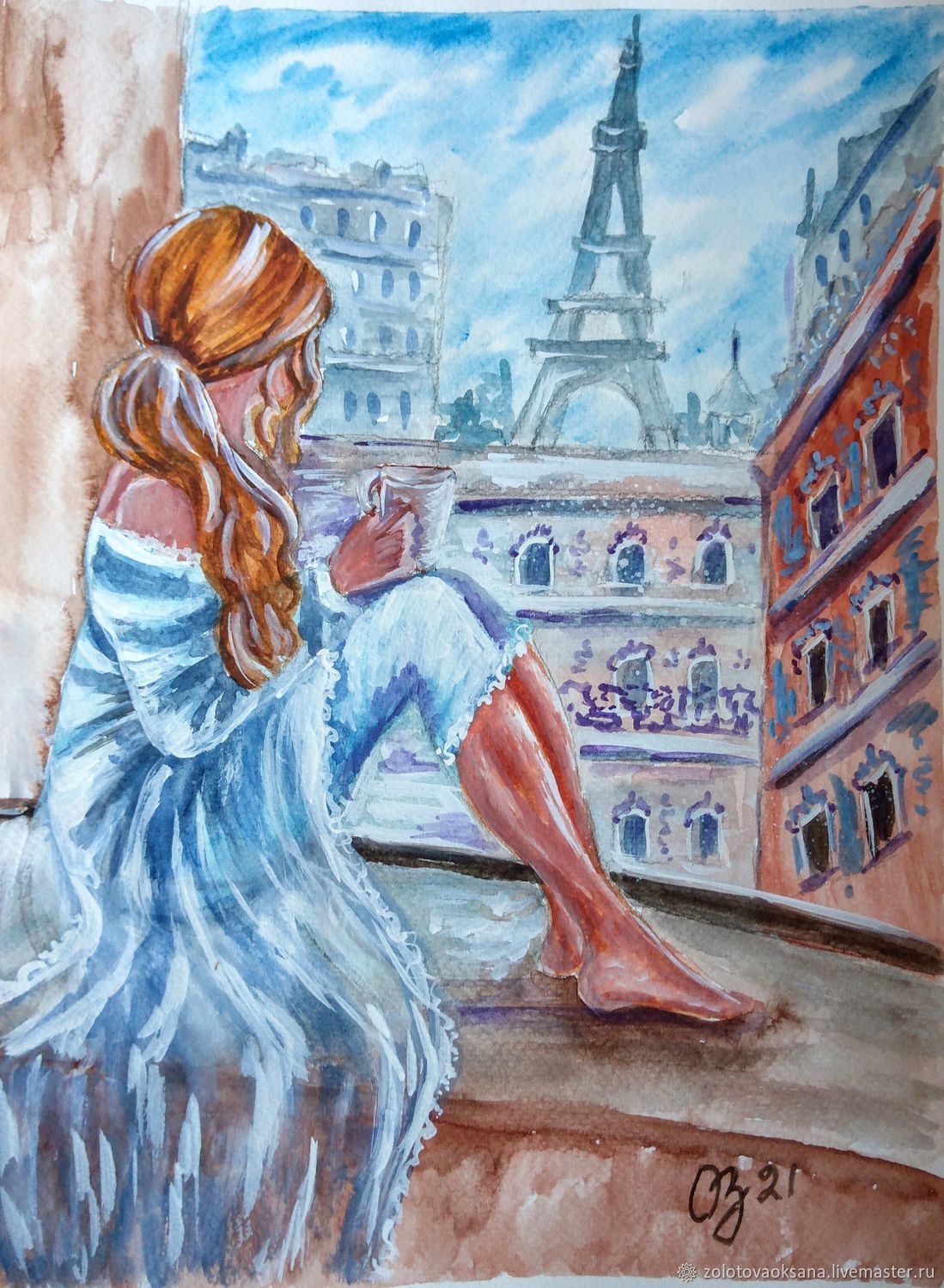 Картина акварелью. Окно в Париж, Картины, Москва,  Фото №1