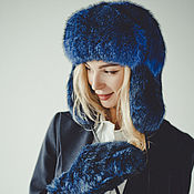 Аксессуары handmade. Livemaster - original item Blue Real Fur Hat. Handmade.